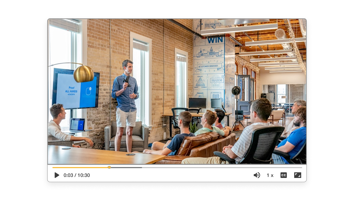 Team watching onboarding video created with Visla’s onboarding video creator